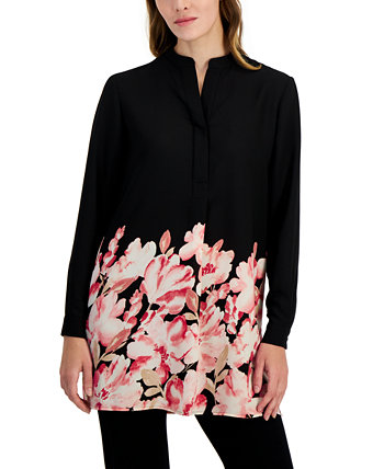 Женская блузка-туника с цветочным краем и поповером Anne Klein