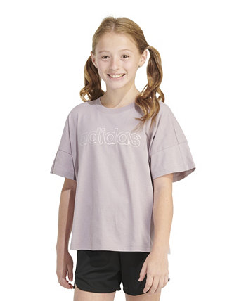 Свободная футболка с короткими рукавами для больших девочек Adidas