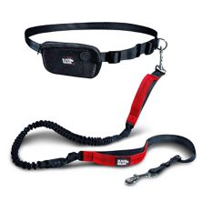 Adjustable Hands Free Dog Leash With Dual Handle Bungee And Neoprene Padding Black Rhino