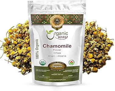 Organic Way Chamomile Flower Whole (Matricaria chamomilla) - Herbal Tea | European Wild-Harvest | Kosher & USDA Certified | Vegan, Non-GMO & Gluten Free | 100% Raw from Albania (1/4LBS / 4Oz.) Organic Way