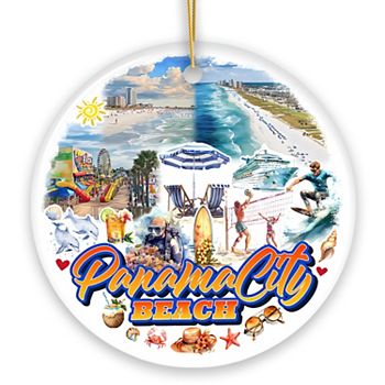 Panama City Beach Tropical Paradise Ornament, Florida Coastal Christmas Gift and Souvenir, Version 1 OrnamentallyYou