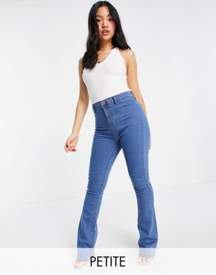 Темно-синие расклешенные джинсы в стиле диско DTT Petite Bianca с завышенной талией Don't Think Twice Petite