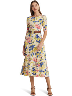 Floral Stretch Cotton Midi Dress LAUREN Ralph Lauren