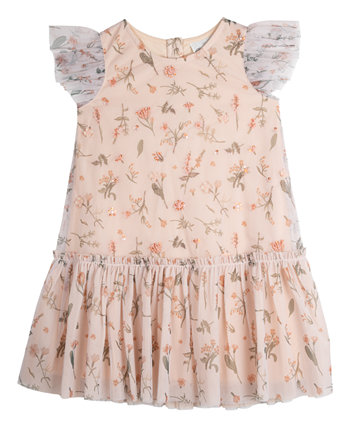 Платье из сетки с пайетками и вышивкой для маленьких девочек Rare Editions