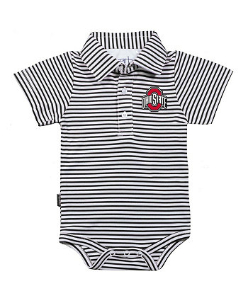 Infant Boys and Girls Black, White Ohio State Buckeyes Carson Striped Short Sleeve Bodysuit Garb
