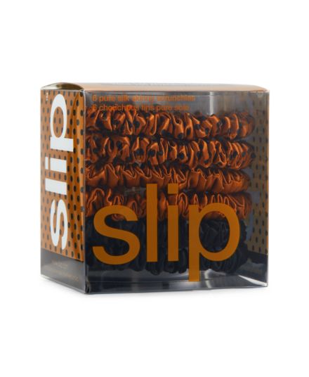 Набор из 6 узких шелковых резинок для волос в горошек Slip