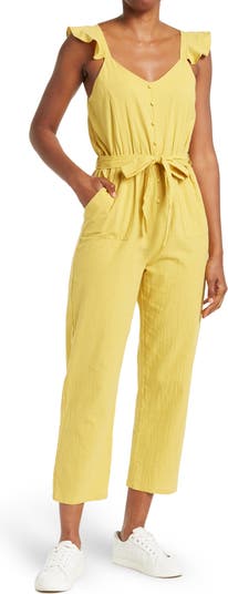 Ruffle Cap Sleeve Belted Jumpsuit Lumiere