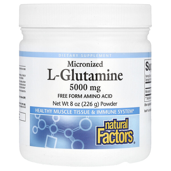 Микронизированный L-Глутамин - 5000 мг - 226 г - Natural Factors Natural Factors