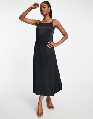  Черное женское платье-миди с украшениями на бретелях от & OTHER STORIES & OTHER STORIES