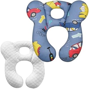 Baby Travel Pillow, Infant Head and Neck Support Cushion for Car Seat, Pushchair and Stroller (Blue Bear) Reflyaway