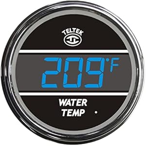 Water Temperature Gauge for Kenworth 2006+ - Bezel: Chrome - LED Color: Blue Teltek USA