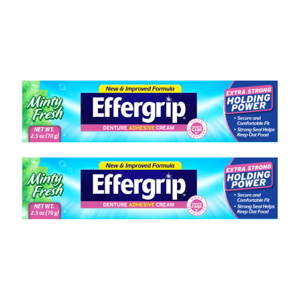 Effergrip Denture Adhesive Cream, Extra Strong Holding Power, 2.5 oz (Pack - 2) Effergrip