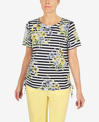 Petite Summer In The City Flower Bouquet Striped T-shirt Alfred Dunner