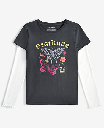 Детская Футболка Epic Threads Little & Big Girls Gratitude Graphic Layered-Look Epic Threads