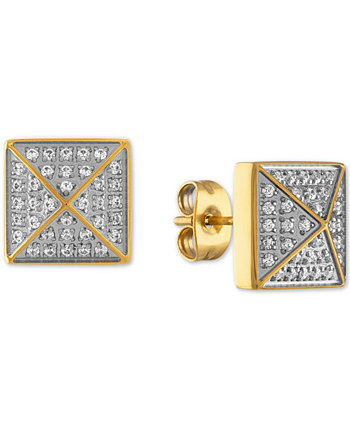 Серьги-гвоздики Diamond Pyramid (3/8 карата) из нержавеющей стали с ионным покрытием золотого цвета, созданные для Macy's Esquire Men's Jewelry