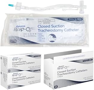 Dynarex Trach Suction Catheter - Closed Suction Tracheal Professional Medical Catheters for Ventilator-Dependent Patients - Tracheostomy Supplies for The Respiratory Tract - T-Piece - 12FR - 20 Count Dynarex