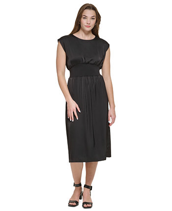 Женское атласное платье-миди без рукавов с завязками на талии Calvin Klein