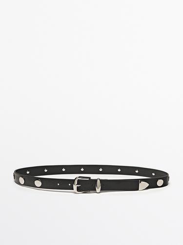 Leather belt with stud details Massimo Dutti