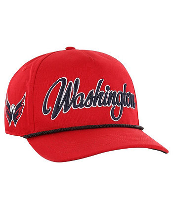 Men's Red Washington Capitals Overhand Logo Side Patch Hitch Adjustable Hat '47 Brand