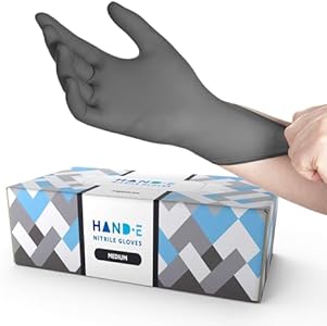 Hand-E Touch Disposable Grey Nitrile Gloves 100 Count, Latex Free Medical Gloves Hand-E Touch