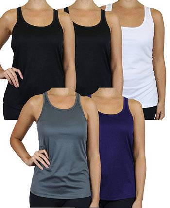 Women's Moisture Wicking Racerback Tanks-5 Pack Galaxy By Harvic