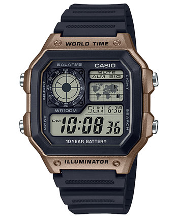 Мужские цифровые черные часы с ремешком из смолы 42.1мм Casio