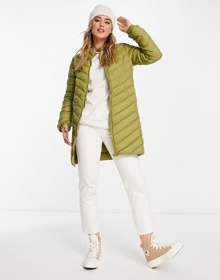 Only tahoe quilted midi coat in green ONLY