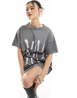 Murci Exclusive oversized graphic T-shirt in washed gray Murci