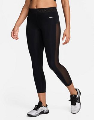 Nike Pro Training Dri-Fit mid rise 7/8 mesh leggings in black Nike