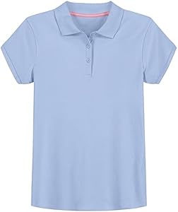 IZOD Girls' School Uniform Short Sleeve Polo Shirt, Button Closure, Comfortable & Soft Interlock Fabric Izod