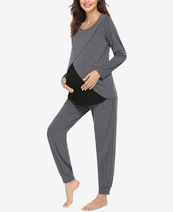 Женский пижамный комплект для беременных с длинным рукавом London, 2 предмета Savi Mom