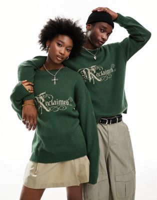Зелёный свободный свитер унисекс с логотипом Reclaimed Vintage Reclaimed Vintage