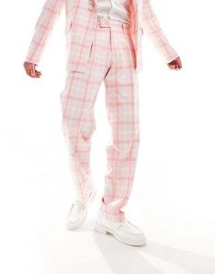 Viggo eriksen plaid suit pants in light pink Viggo