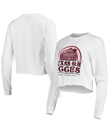 Women's White Texas A&M Aggies Retro Campus Crop Long Sleeve T-shirt Image One