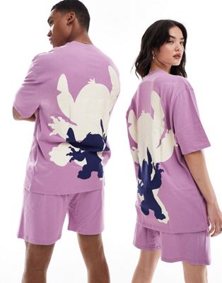 Фиолетовый пижамный комплект из футболки и шорт ASOS DESIGN Stitch Disney ASOS DESIGN