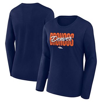 Women's Navy Denver Broncos Grip Long Sleeve T-Shirt Unbranded