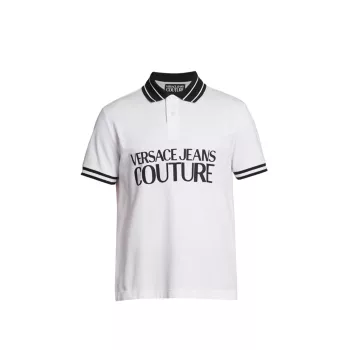 Рубашка поло из хлопка с логотипом Versace Jeans Couture