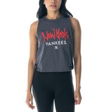 Women's The Wild Collective Charcoal New York Yankees Side Knot Tank Top The Wild Collective