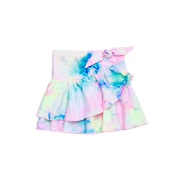 Little Girl's &amp; Girl's UPF 50+ Neon Tie-Dye Ruffle Skirt Shade critters