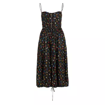 Платье миди с цветочным принтом Rosetta Getty