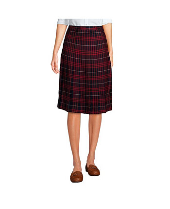School Uniform Women's Plaid Pleated Skirt Below the Knee Lands' End