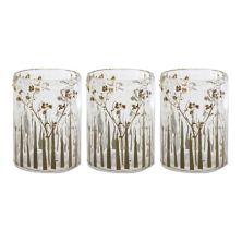 Melrose 3-Piece Dried Floral Glass Candle Holder Table Decor Melrose