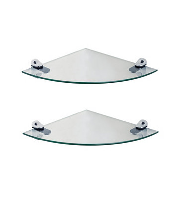 Набор из 2 стеклянных радиальных плавающих полок с хромированными кронштейнами 10 "x 10" Danya B