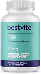 BESTVITE PQQ 20mg (Pyrroloquinoline Quinone) (120 Vegetarian Capsules) - No Stearates - Vegan - Non GMO - Gluten Free Bestvite