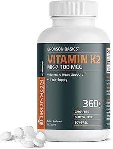 Bronson Vitamin K2 MK-7 100 MCG, K2 as MK7 Menaquinone, Bone Support Non-GMO, 120 Tablets (Таблетки) Bronson