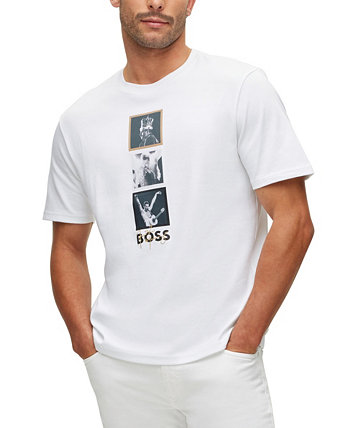 BOSS Мужская футболка Interlock-Хлопок BOSS Hugo Boss