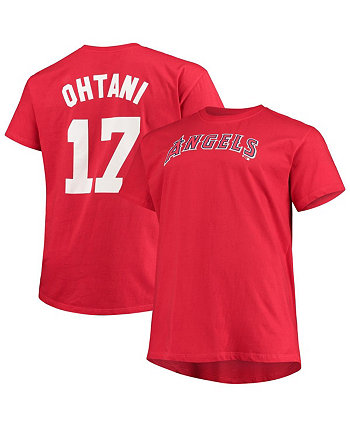 Мужская футболка Shohei Ohtani Red Los Angeles Angels Big and Tall с именем и номером Profile