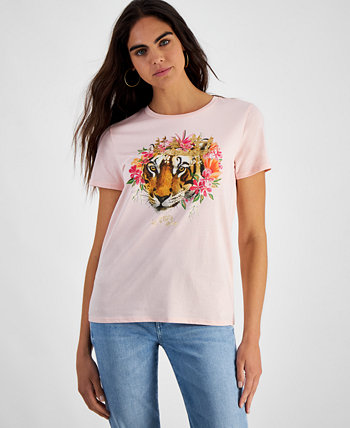 Women's Le Tigre Embellished Graphic Print Cotton T-Shirt GUESS
