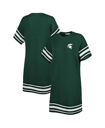 Зеленое женское платье-футболка с каскадом Michigan State Spartans Touch