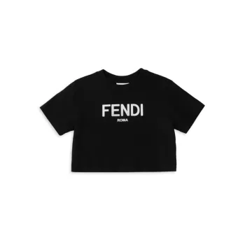 Маленькая девочка и усилитель; Укороченный топ с логотипом для девочек FENDI